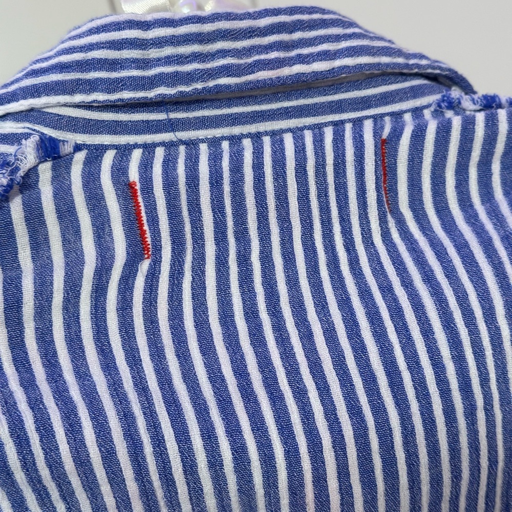 Free People Blue Stripe Button Down Size XS - Picture 7 of 8